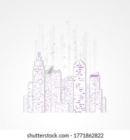 Future city skyline illustration. Futuristic network representation. Graphic concept for your design