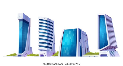 Future city street building vector illustration. Cityscape architecture view cartoon skyscraper isolated on white background. Urban business estate buildings construction icon design in dubai downtown