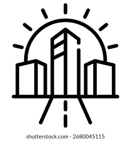 Icono de Web de visión de ciudad futura en estilo de línea