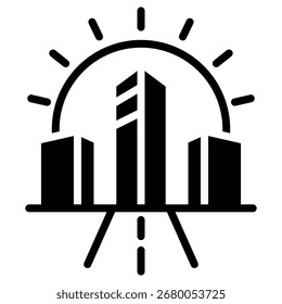 Future City Vision Web-Symbol in fettgedrucktem Stil