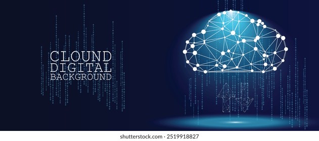 Fondo digital de la tecnología de la nube del futuro, ilustración vectorial