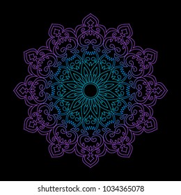 Future colorful gradient ethnic mandala design.