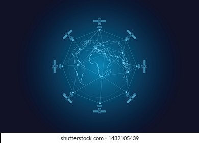 Future communication via satellite that connects the whole world together. Business concept.