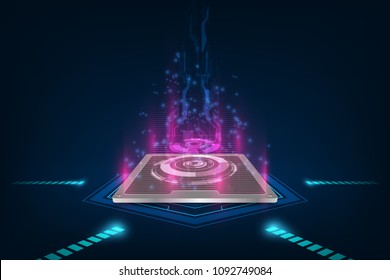 future computer processor, electronic technology background, vector cpu generation