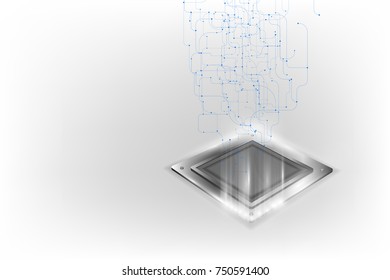 future computer processor, electronic technology background, vector cpu generation