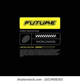 FUTURO - conceito de fundo futurista em elementos abstratos de ficção científica para moda de rua, serigrafia e design de impressão de roupas - vetor editável 