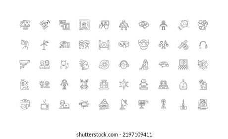Künftige Konzeptgrafik, Linearsymbole, Zeilensatz, Vektorgrafik