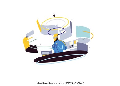Future Control Center Vector Illustration