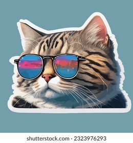 Future cool cat sunglass sticker 