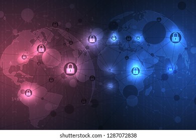 Future cyber technology web services for business and internet project. Cyber security and information or network protection.Vector illustration