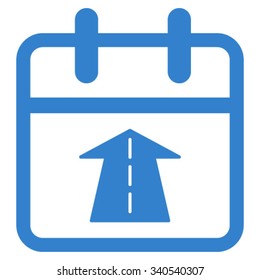 Future Date vector icon. Style is flat symbol, cobalt color, rounded angles, white background.