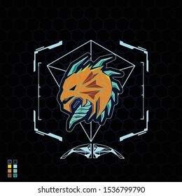 The future design of dragon technology. polygon design. Vector logotype template. Concept illustration