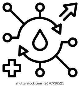 Ilustración vectorial de línea de ícono de Tecnología de diálisis futura
