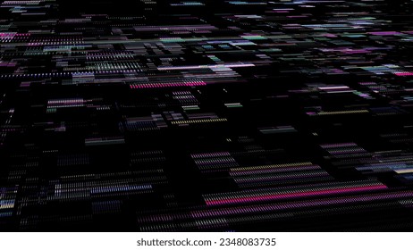 Future digital cyberspace with moving particles. Sorting and analysis digital data. Vector technology matrix algorithm. Security storage data.