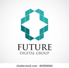 Future digital of line group abstract vector and logo design or template polygonal business icon of company identity symbol concept