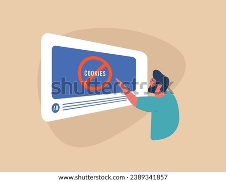 Future of Digital Privacy - Cookieless Advertising. Adapting ad tracking without relying on cookies for enhanced user privacy. Cookieless targeting vector illustration icon business background