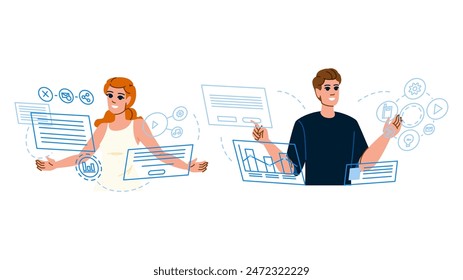 future digital transformation  vector.  innovation internet, change touch, light transform future digital transformation character. people flat cartoon illustration