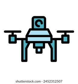 Futuro Vector de contorno de iconos de drones. Aéreas cámara. Video Videografía