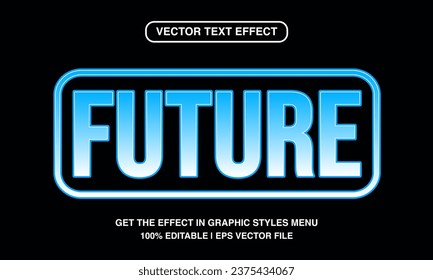 Plantilla de efecto de texto editable para el futuro, efecto de estilo de texto de luz de neón azul, vector premium	
