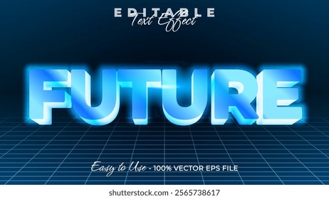 Future editable text style effect, Glow 3D text style theme.