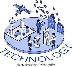 Future education - Technology concept art, Blue monochrome
