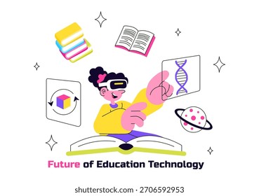 Future of Education Technology Vector Illustration Featuring Modern Digital Learning and Machines For Smart Academic Tools And Edtech In a Background