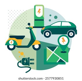Future is Electric Vehicle - Stock Illustration as EPS 10 File