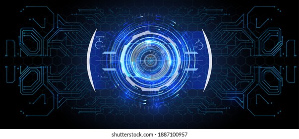 Future engineering concept with infographics  Circle portals, teleport, hologram gadget. Sky-fi digital hi-tech elements for presentation, vr, gui,