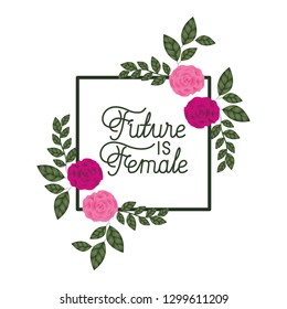 future is female label with roses frame icons
