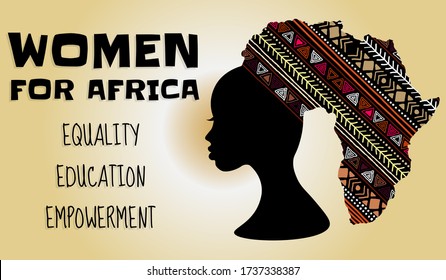 The Future Is Female: Women For Africa Vector Abstract Background For Equality, Education And Empowerment