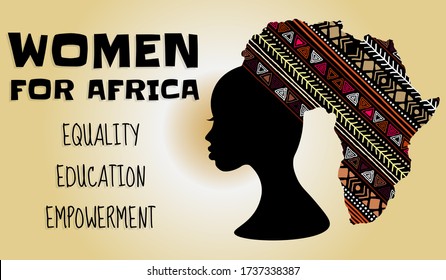 The Future Is Female: Women for Africa Vector Abstract Background for Equality, Education and Empowerment