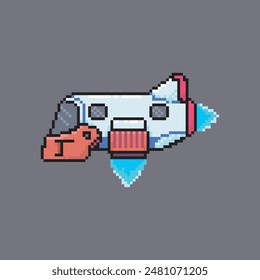 FUTURE FLYING AIRPLANE PIXEL ART