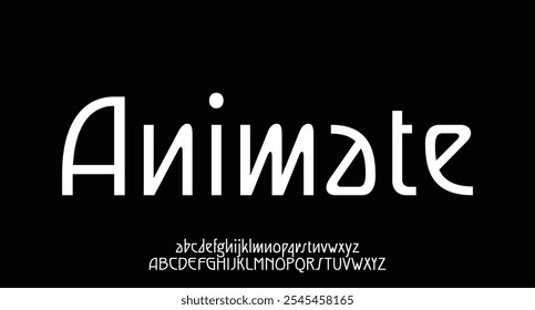 Future font alphabet. Minimal lowercase letters. Smart space typographic design for technology IT conpany logo, digital robot display graphic, innovation science text. Isolated vector typeset
