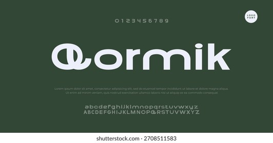 Future font alphabet. Minimal lowercase letters. Smart space typographic design for technology 