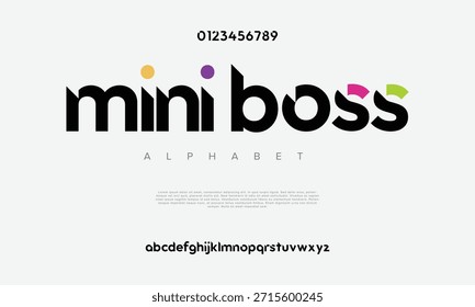 Zukünftige Schriftarten kreative moderne Alphabet-Schriftarten. Typografie bunt fett mit Farbe Punkt regelmäßig. Vektorgrafik