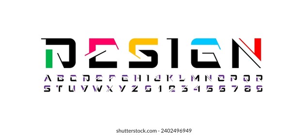 Future font, digital cyber alphabet, letters from A to Z and numbers from 0 to 9 for interface design, vector illustration 10EPS