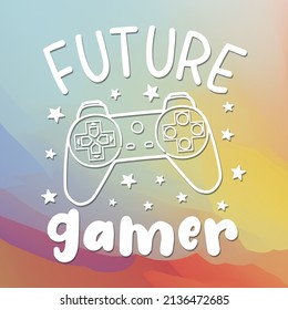 Future Gamer Illustration Clip Art Design Shape. Controller Children Player Silhouette Icon Vector.
