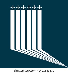 Future geometric design of geometric lines and aircraft, airplane, airliner icons. Vector illustration for your design. Can be used as logo/icon or brochure template. Easy to change colors.