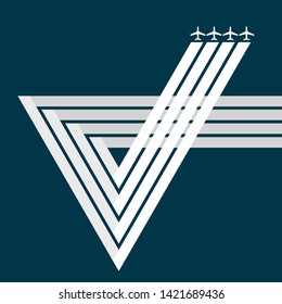Future geometric design of geometric lines and aircraft, airplane, airliner icons. Vector illustration for your design. Can be used as logo/icon or brochure template. Easy to change colors.