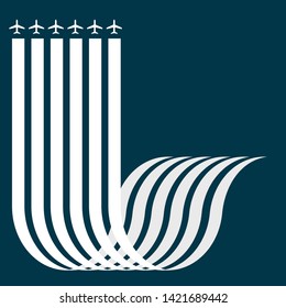 Future geometric design of geometric lines and aircraft, airplane, airliner icons. Vector illustration for your design. Can be used as logo/icon or brochure template. Easy to change colors.