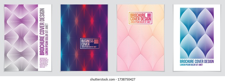 Future geometric design templates. Abstract striped textured geometric vector patterns set. Layouts for Covers, Placards, Posters, Flyers and Banner Designs. A4 print format.