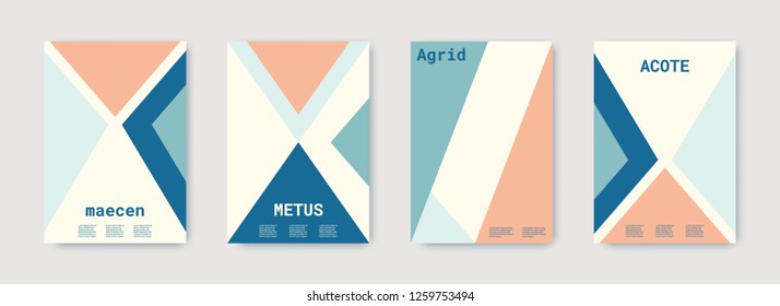 Future geometric template. Blue, pink, orange, white, bright colorful set graphic design covers. Cool geometric shape compositions. Future geometric template. Trendy backgrounds. Futuristic pattern.