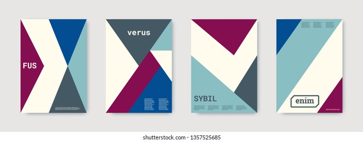 Future geometric template. Blue, purple, indigo, bright colorful set graphic design covers. Cool geometric shape compositions. Future geometric template. Trendy backgrounds. Futuristic pattern.