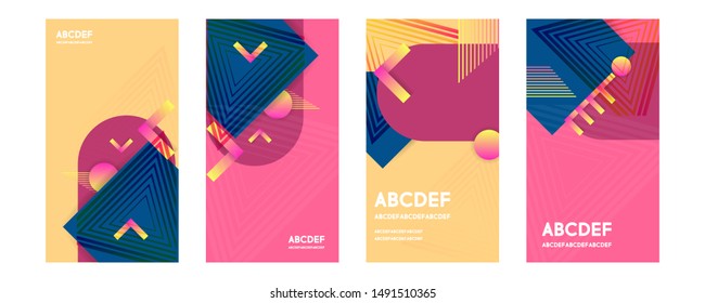 Future geometric template bright colorful set graphic design covers trendy background