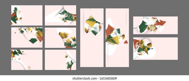 Future geometric template bright colorful set graphic design covers trendy background