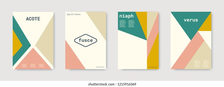 Future geometric template. Green, pink, gold, white, bright colorful set graphic design covers. Cool geometric shape compositions.  Future geometric template. Trendy backgrounds. Futuristic pattern.