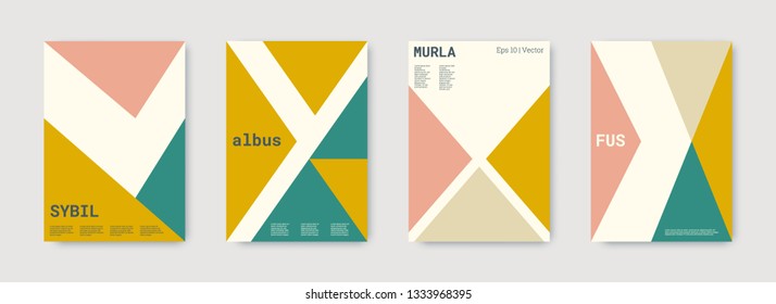 Future geometric template. Green, pink, gold, white, bright colorful set graphic design covers. Cool geometric shape compositions.  Future geometric template. Trendy backgrounds. Futuristic pattern.
