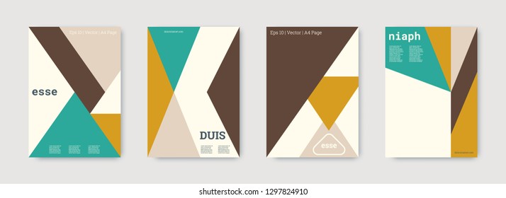 Future geometric template. Nude, gold, mustard, white, bright colorful set graphic design covers. Cool geometric shape compositions. Future geometric template. Trendy backgrounds. Futuristic pattern.