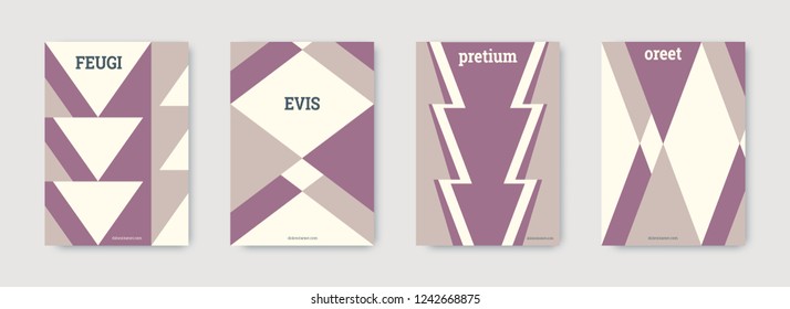 Future geometric template. Violet, pink, nude, white, bright colorful set graphic design covers. Cool geometric shape compositions. Future geometric template. Trendy backgrounds. Futuristic pattern.