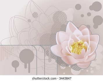 Future grunge lotus background.  A funky background featuring a beautiful lily or lotus. No meshes used.